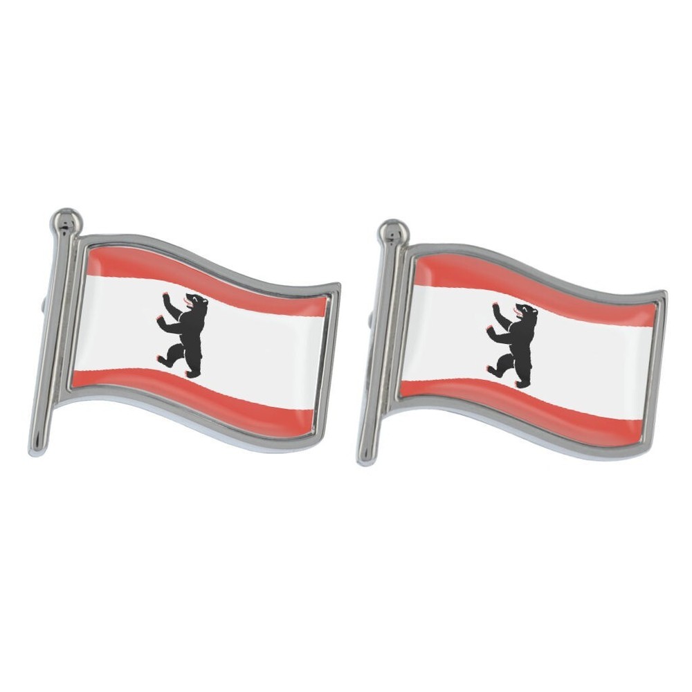 Berlin Wave Flag Silver Cufflinks in Gift Box