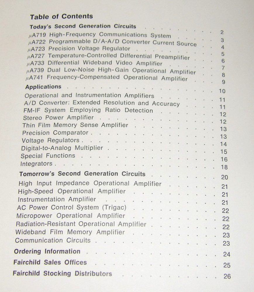 1968 FAIRCHILD SECOND GENERATION LINEAR INTEGRATED CIRCUITS BROCHURE/APPLICATION