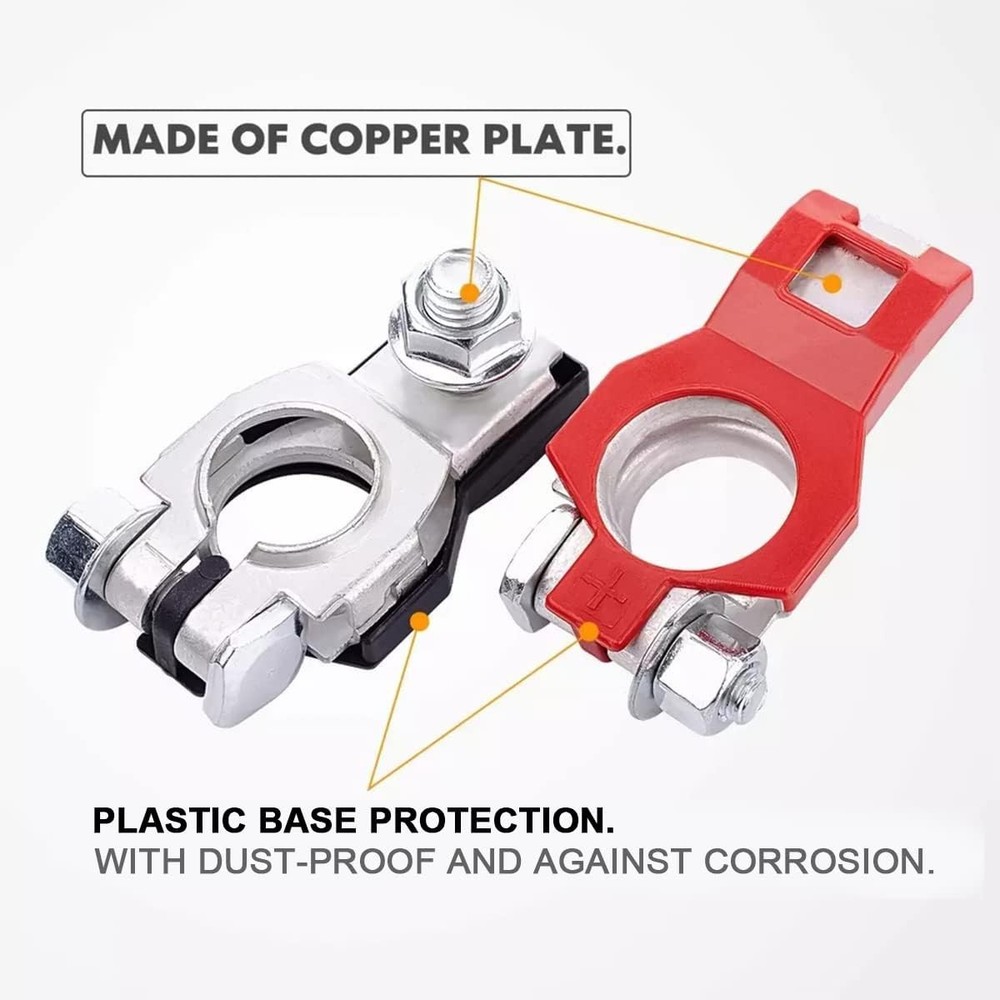 Easy-Install Corrosion-Resistant Battery Cable Terminals - Positive & Negative