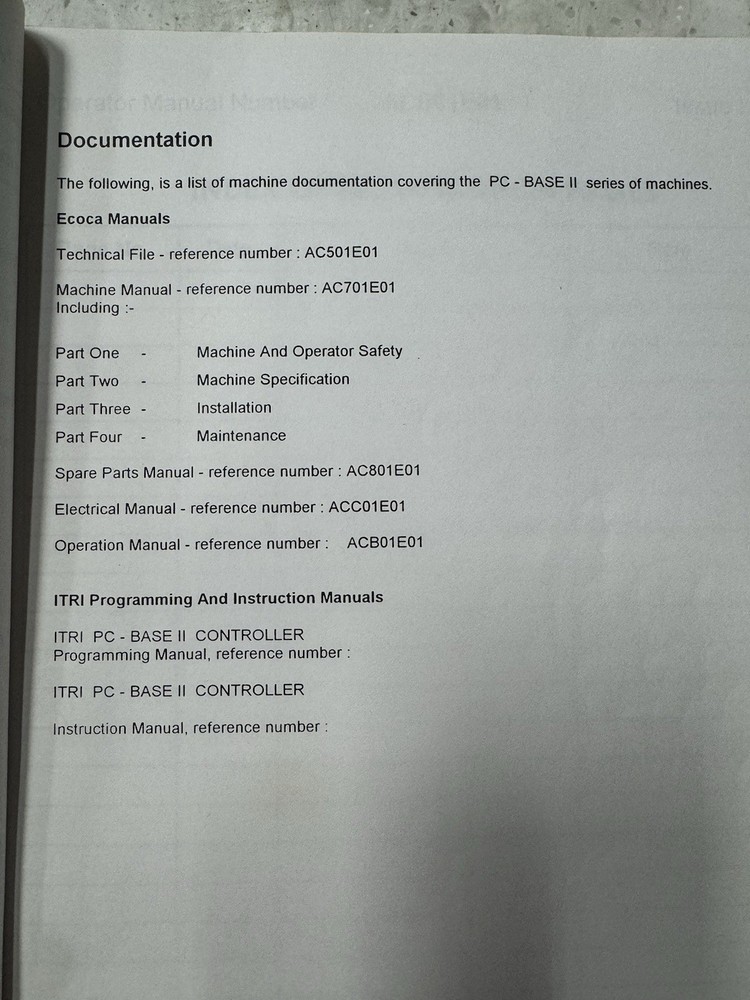Original ECOCA PC-Base II Operation Manual