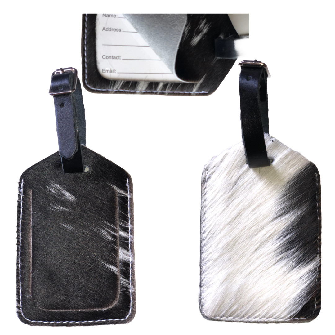 Genuine Cow Leather Luggage Tag (Pack of 3) for Baggage ID Tags Travel Label