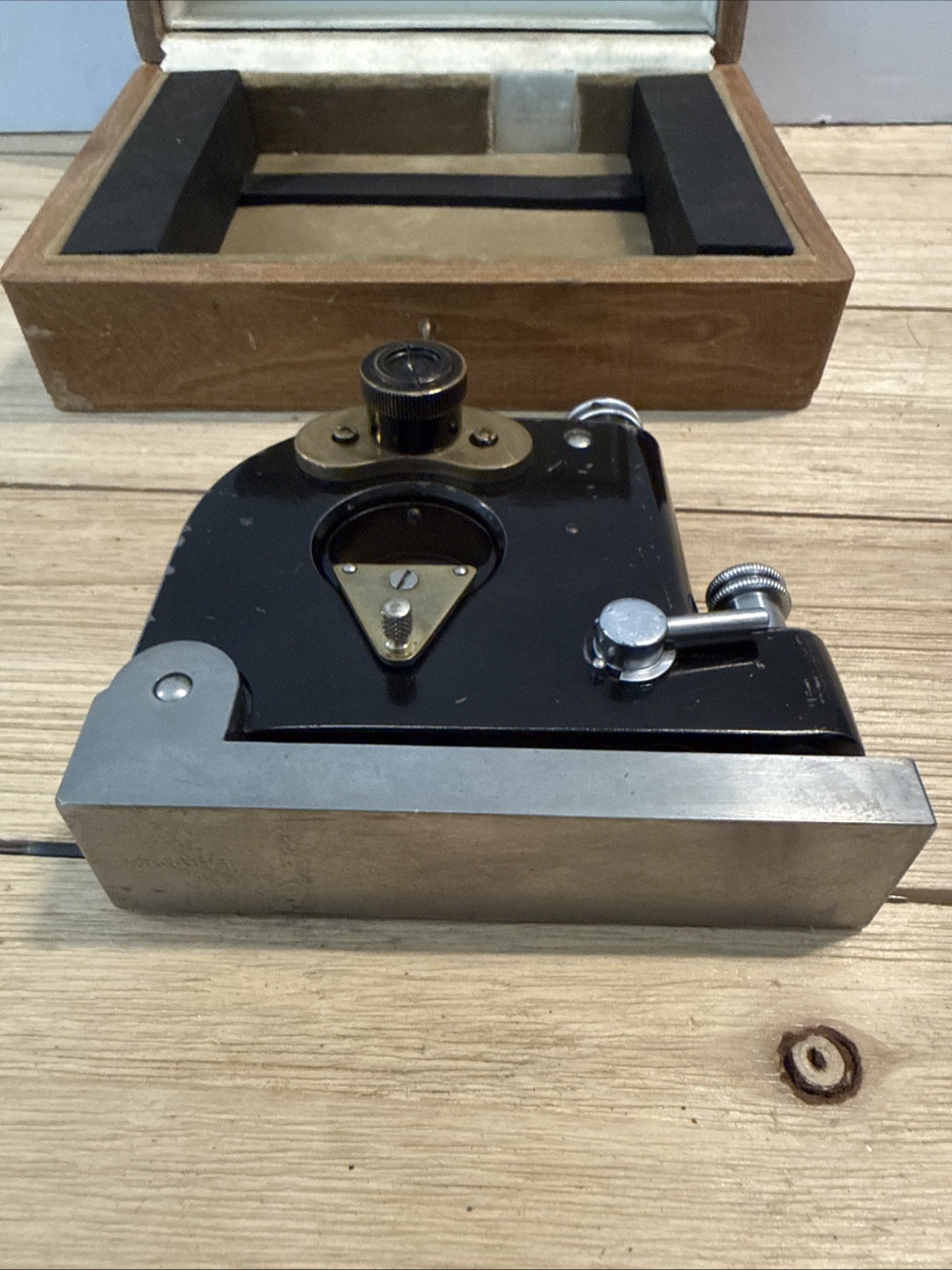 Vintage Bausch & Lomb Precision Machinist Spirit Level in Wood Case USA Rare