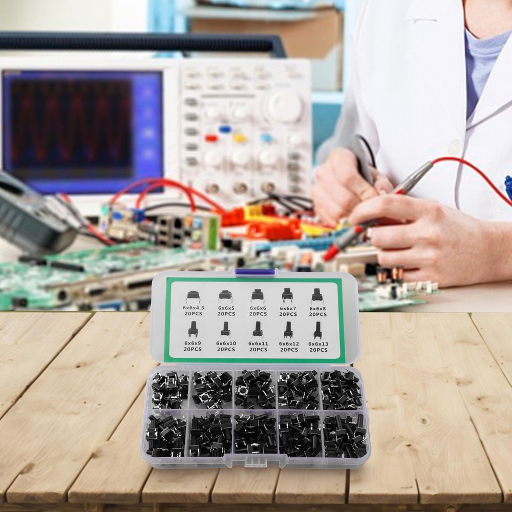 Organized Miniature Tactile Switch Collection for Electronics Projects