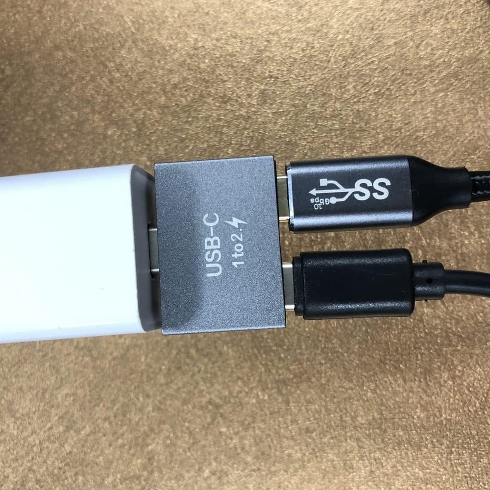 USB C Splitter Adapter - 2.8x2.8cm, Gray for Fast Charging and Data Connectivity