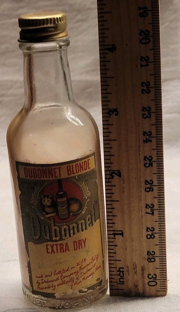 Miniature Dubonnet Blonde Extra Dry Original Label Empty