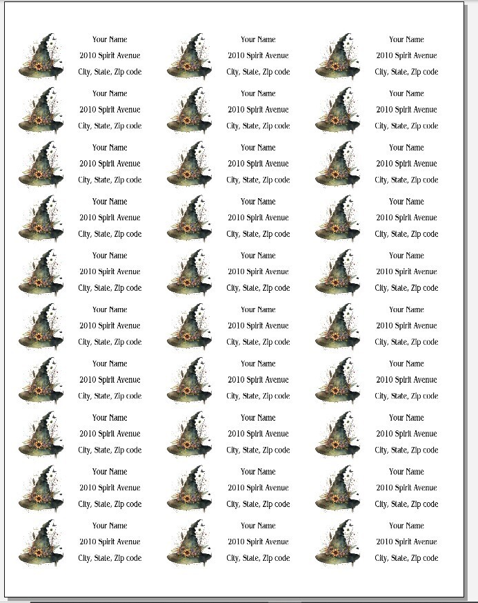 150 Witches Hat Witch Flowers Mailing Return Address Labels Personalized