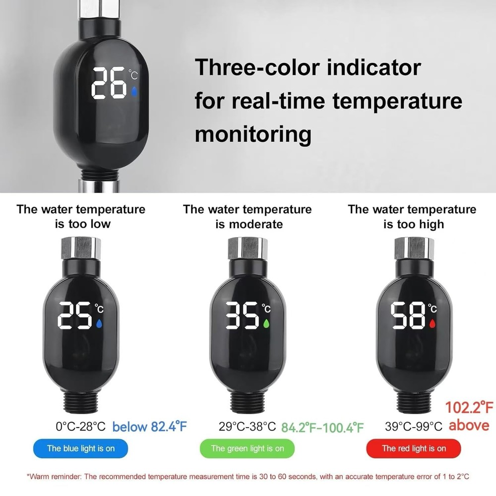 Digital Bath Thermometer Instant Read WaterPowered Shower Thermometer