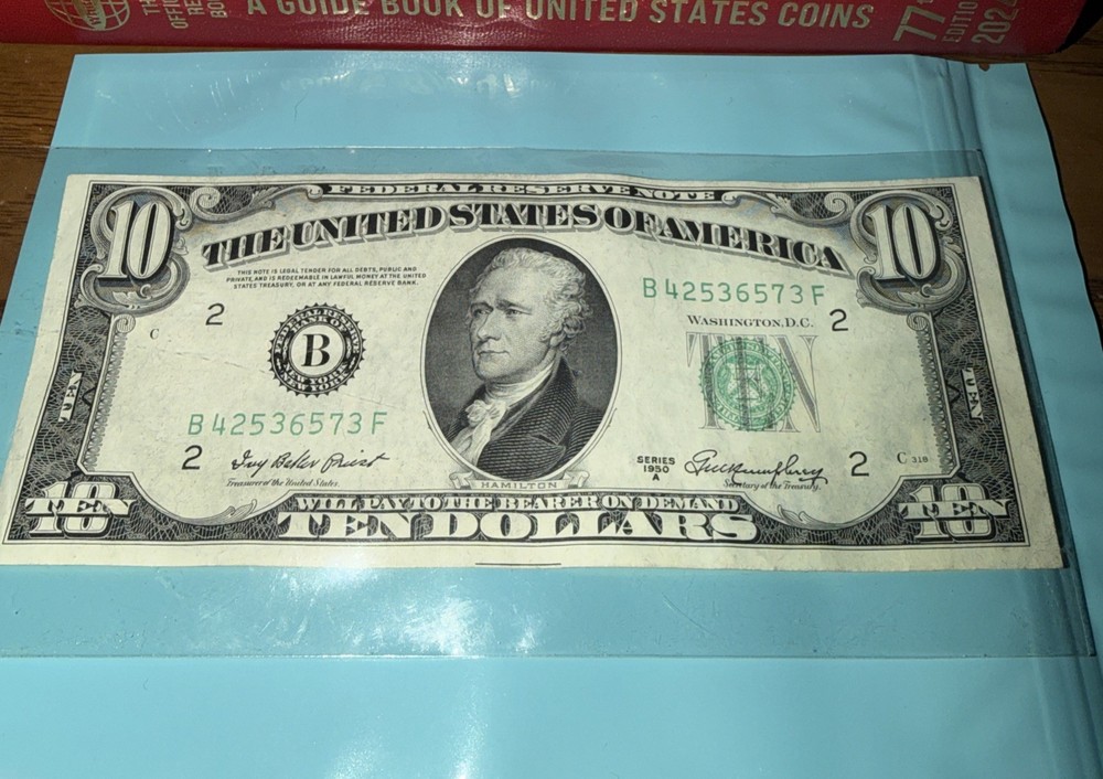 RARE 1950-A $10 Bill Misalignment Error - Visible Alignment Line