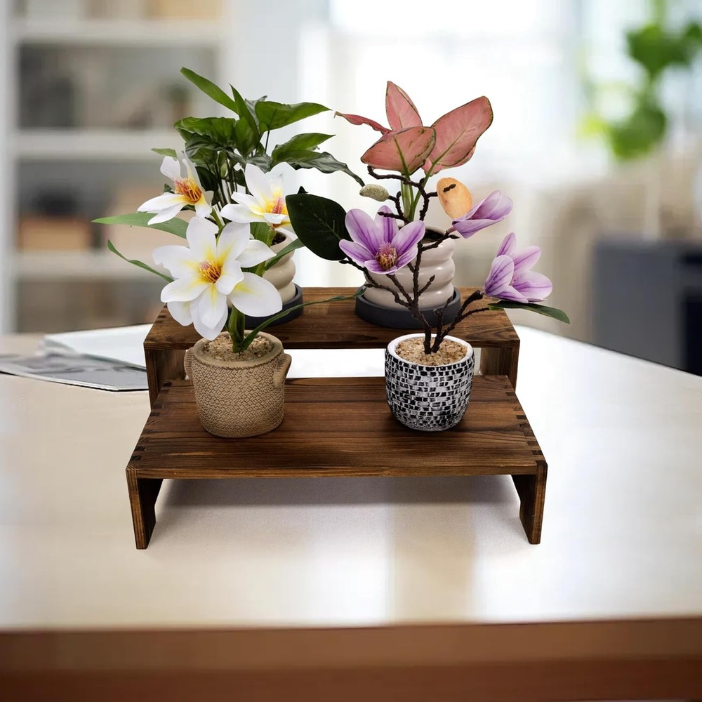 4Pcs Large Display Riser Wood Risers Cupcake Display Stand 2 Tier Racks