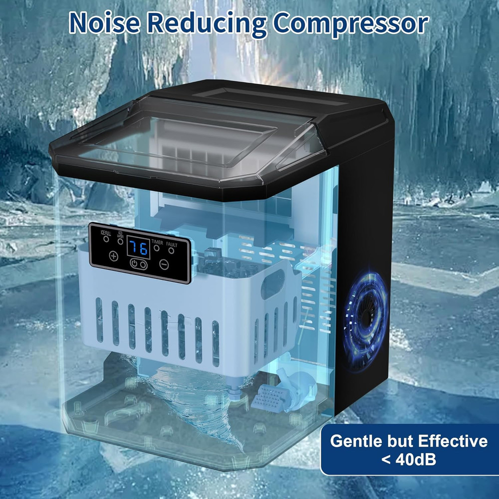 Countertop Ice Maker Machine, 44LBS Ice Cube Maker, Portable Small Ice Cube Mach