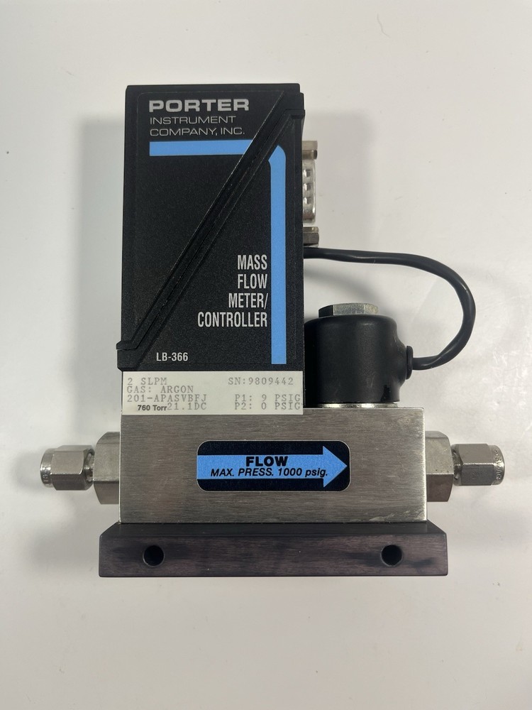 Porter LB-366 Mass Flow Controller 2 SLPM Argon Gas LB-252C 1000 PSIG