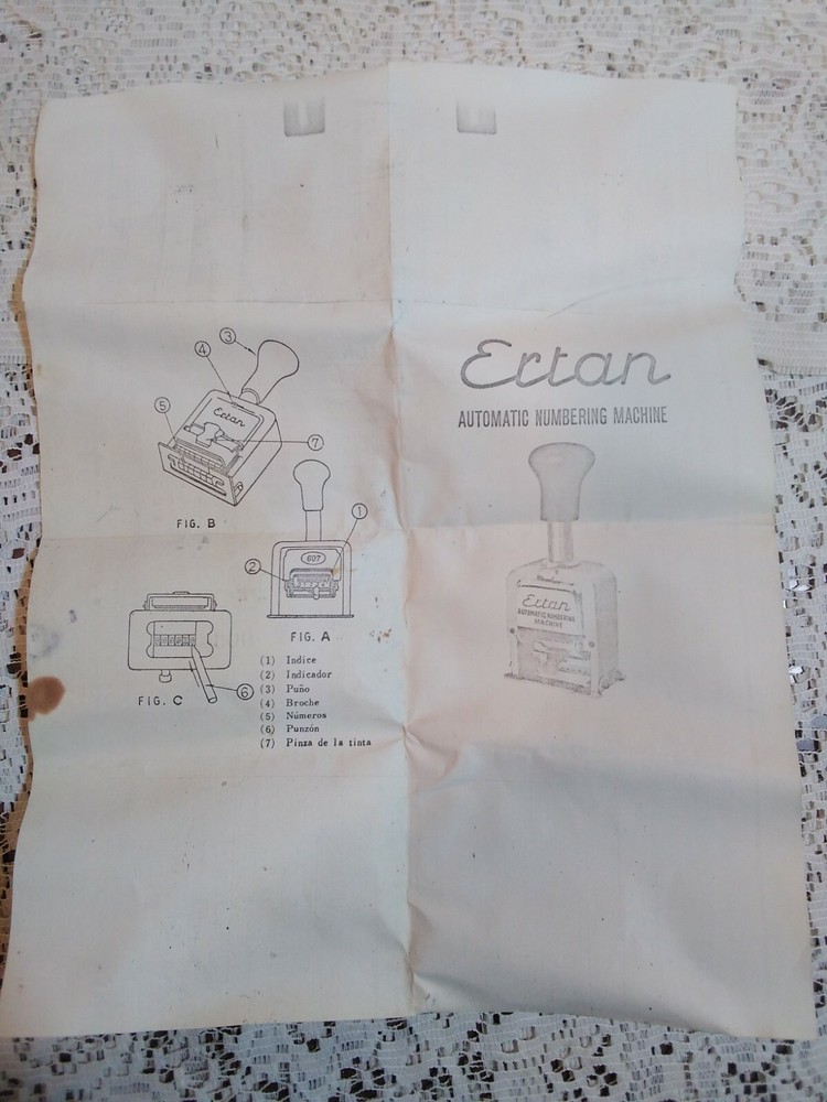 Vintage Ertan Model 188 Automatic Numbering Machine Stamp