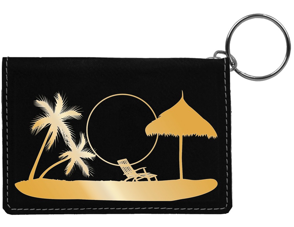 Paradise Beach Laser Engraved Leatherette Keychain Wallet