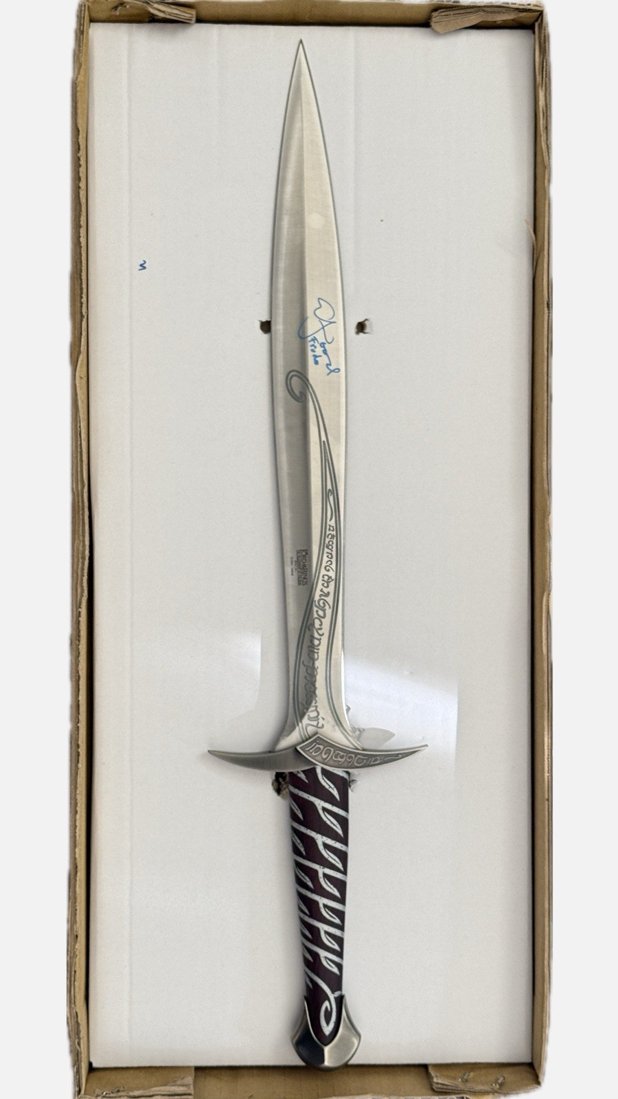 United Cutlery Lord Of The Rings Sting Sword Signed By Elijah Wood PROOF