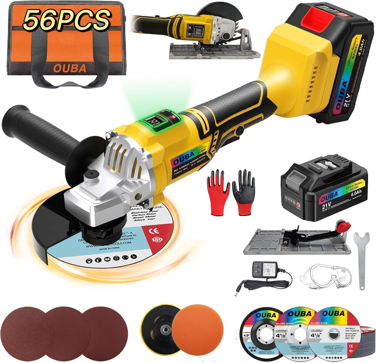 Cordless Angle Grinder Compatible Dewalt 20V MAX Battery 4-1/2" to 5" Brushless