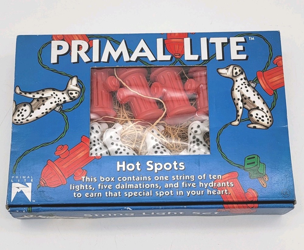 Vintage Primal Lite HOT SPOTS Dalmations & Fire Hydrants Blow Mold String Light