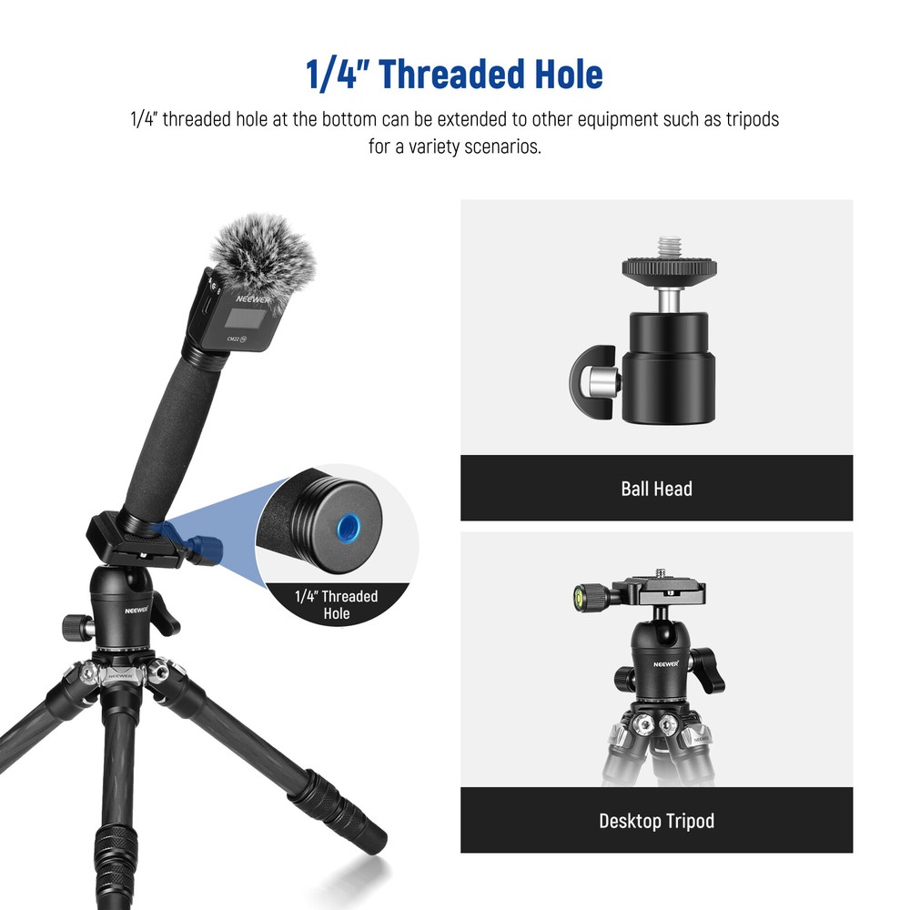 NEEWER 12''Telescoping Interview Wireless Lavalier Mic Handle for Go II DJI