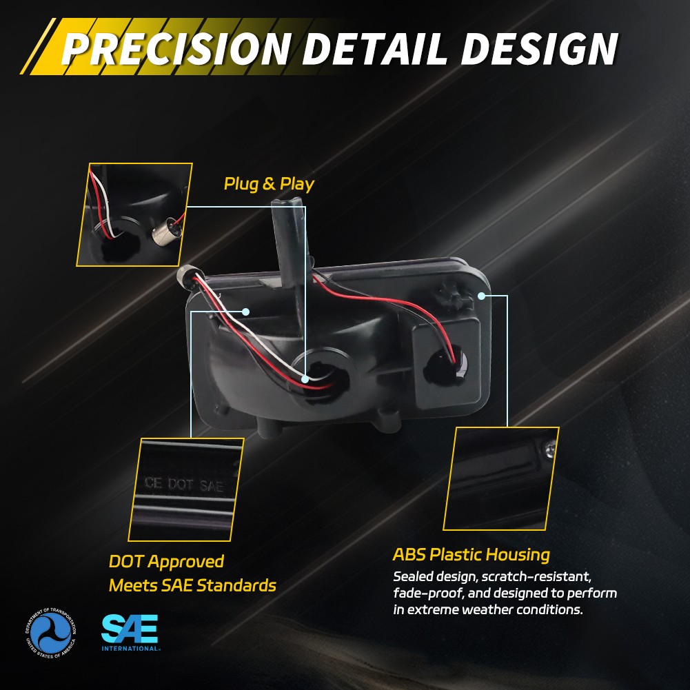 2X Smoked Red LED Rear Tail Brake w/White Backup Lights For 1970 Chevry Chevelle