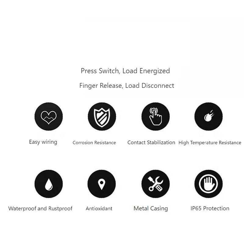 6Pcs Push Button Switch- Metal Waterproof and Rustproof Toggle 6PCS, Silver