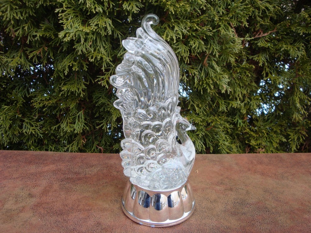 Peacock/Glitter Globe 11" tall (Not working)