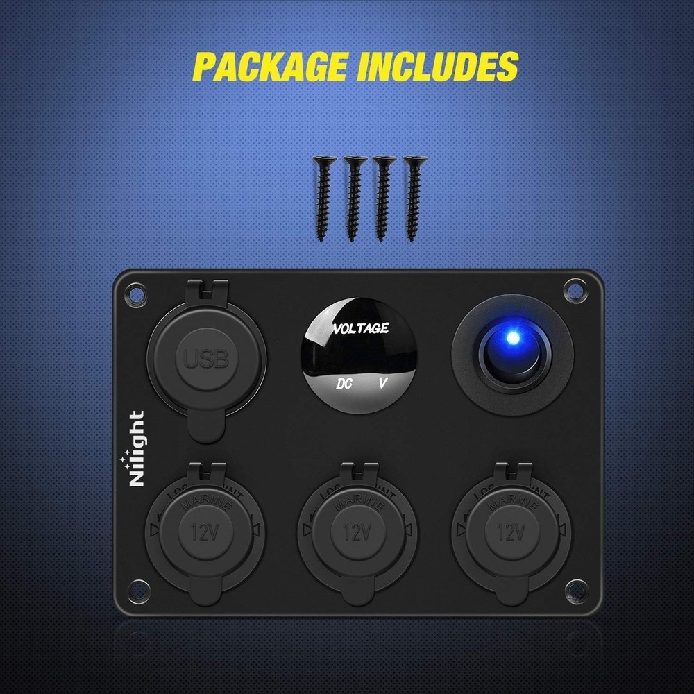 Durable 12V Cigarette Lighter Socket Panel with LED Voltmeter for Vehicles