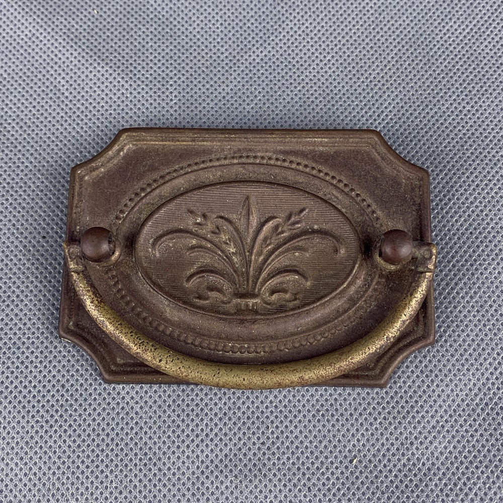 Antique Hepplewhite Wheat Stalk Drawer Pull Colonial Drop Octagon Plate