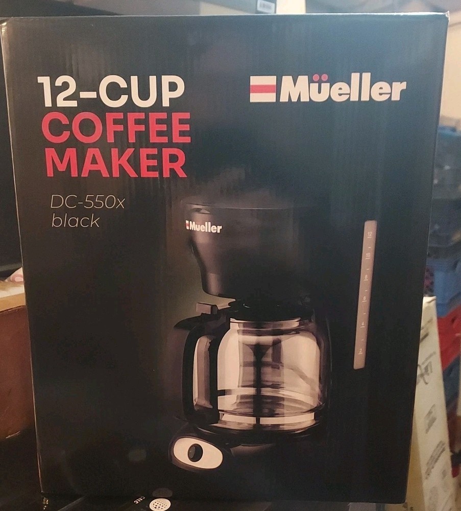 Mueller 12-Cup Drip Coffee Maker - Borosilicate Carafe, Auto-Off Reusable Filter