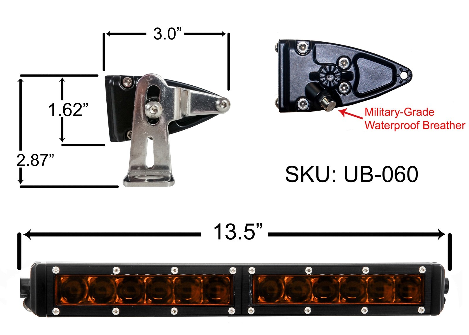 Shock Tower Amber LED Light Bar Kit Plug & Play Harness Can-Am X3 Max RS Turbo