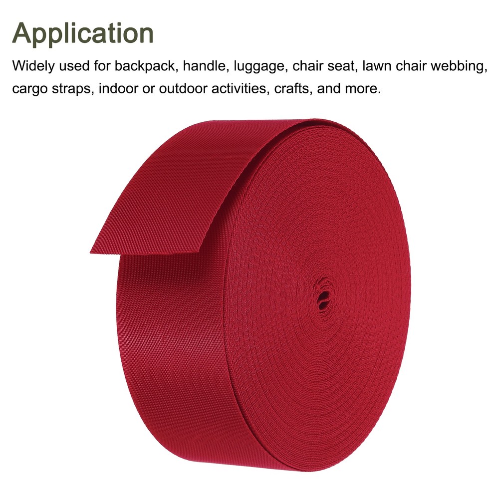 Flat Nylon Webbing Strap 2 Inch 25 Yards Bright Red for Backpack