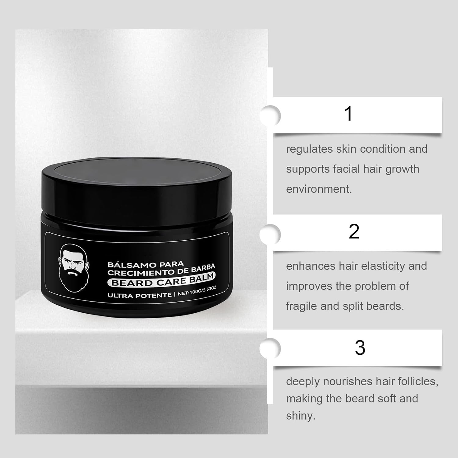 NEW Apolo Para Barba, Bálsamo Estimulante de Barba, Ultra Potente Beard Stimu...