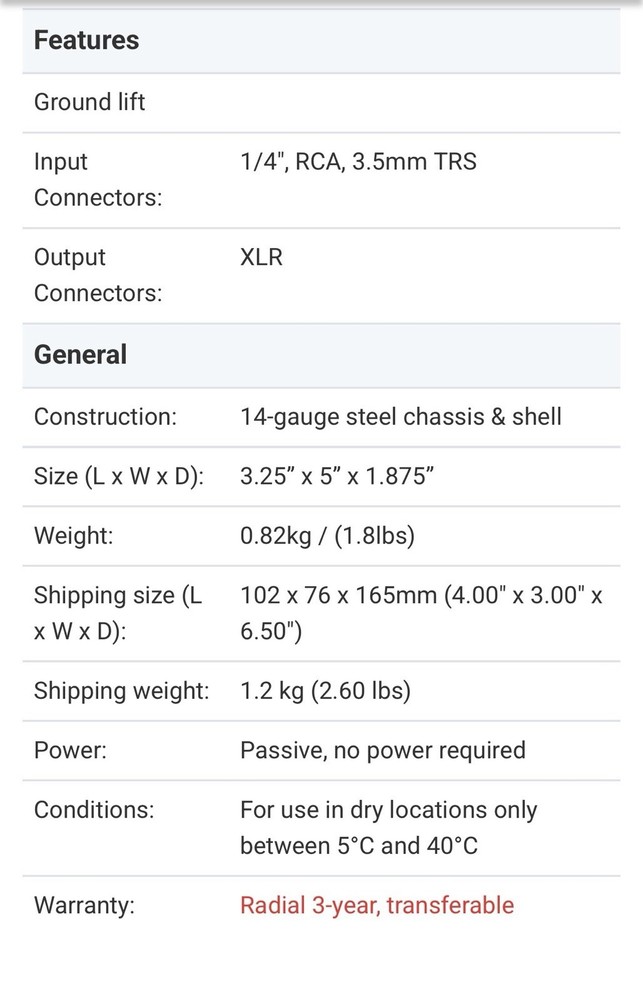 Radial Engineering ProAV2 Passive Stereo Multimedia DI Box - New - Free AU Post