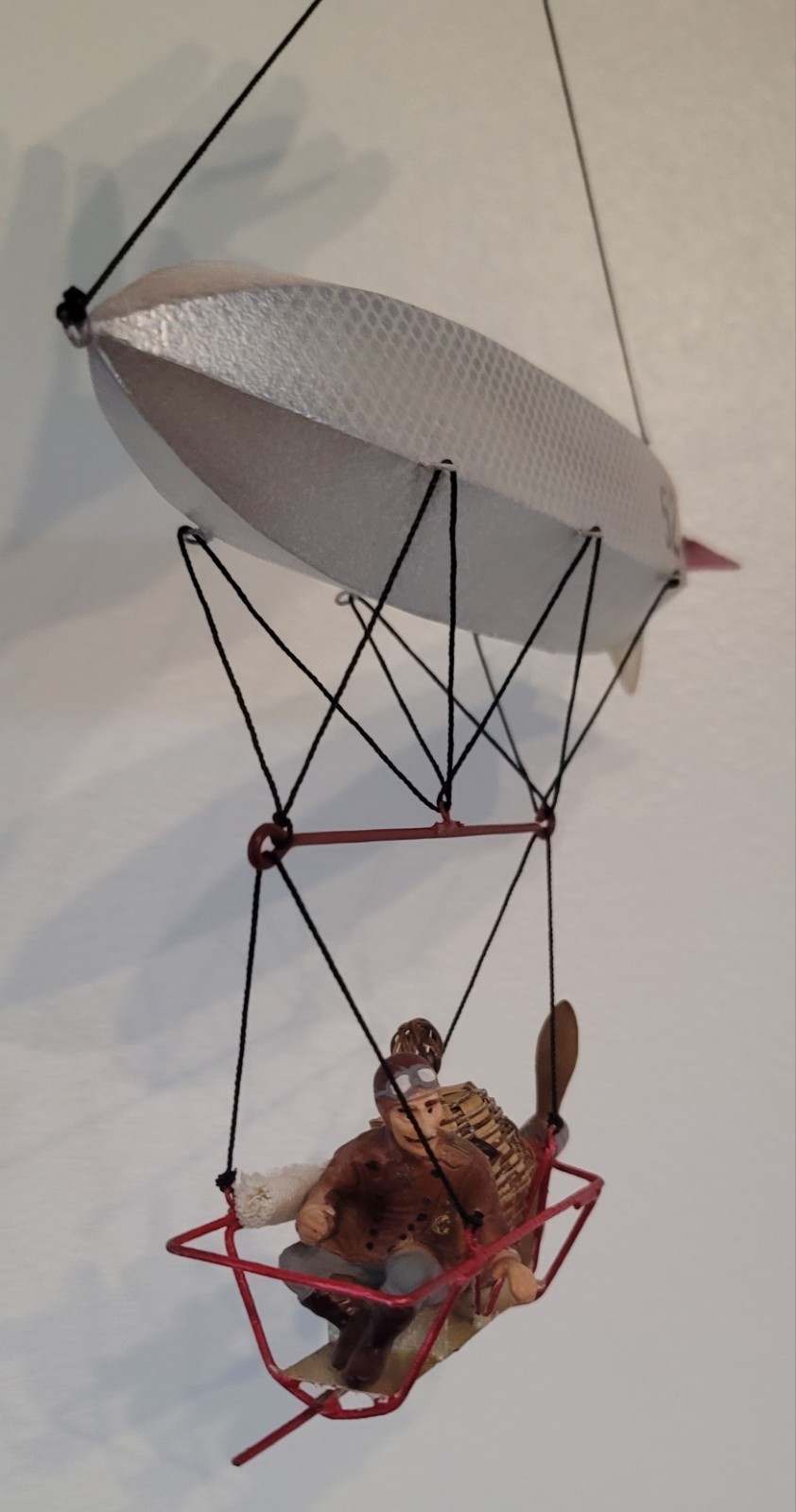 9.5" Steampunk Zeppelin, Airship Blimp Hanging Mobile Pilot Map Basket Propeller