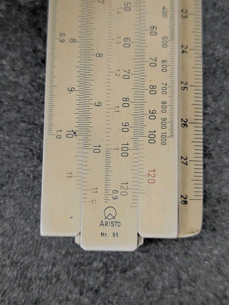 Vintage Aristo No.99 Slide Ruler with Worn Case Drafting Tool