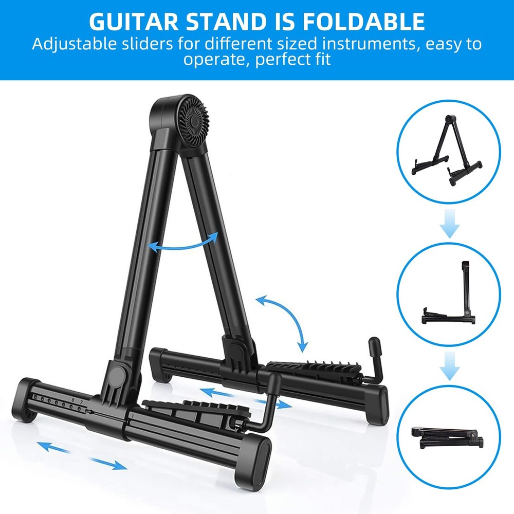 Foldable Lightweight Guitar Stand - Portable, Compact & Adjustable for Acoust...