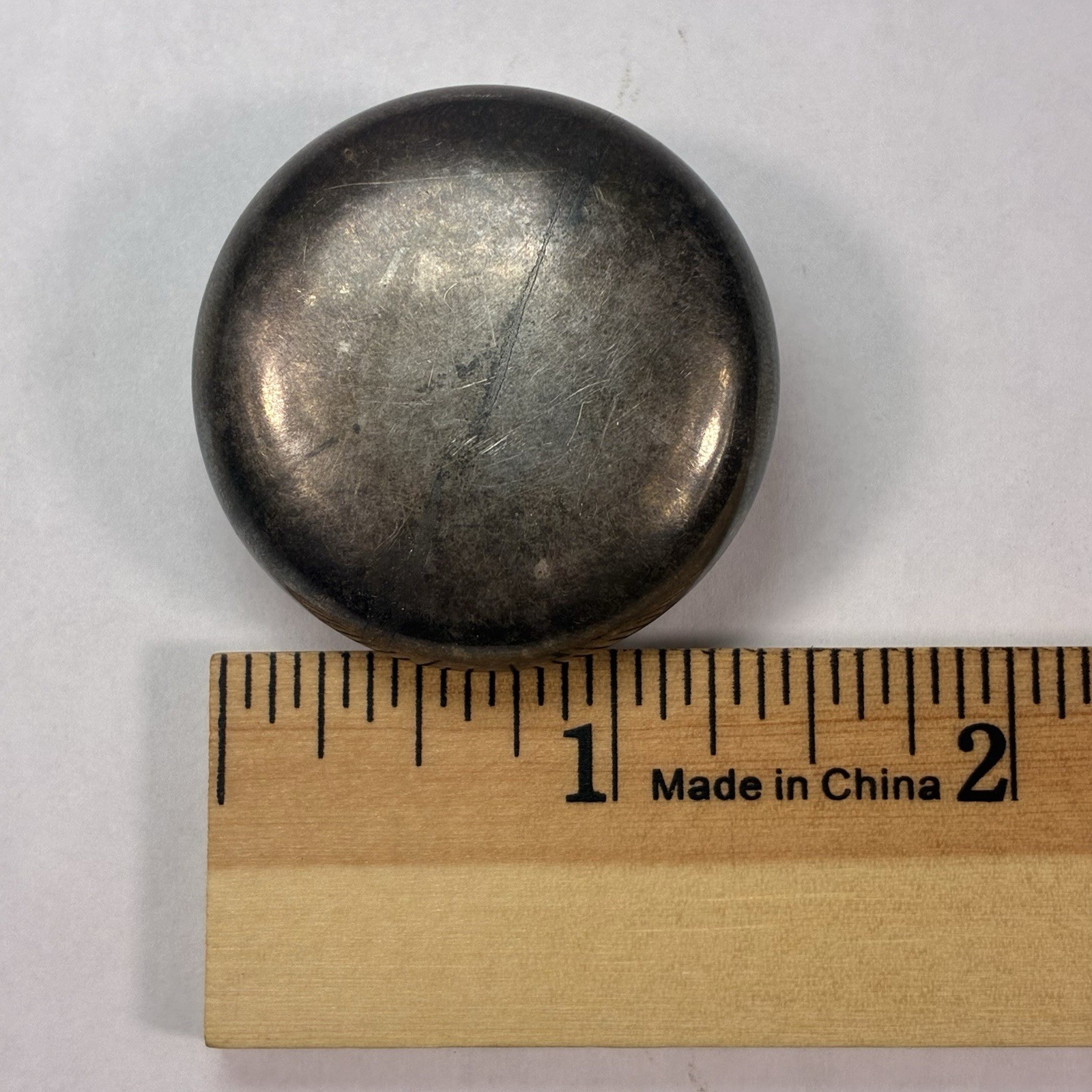 Antique Williams Talc Co Miniature Mirrored Powder Box w/Puff Silver Plate Vtg