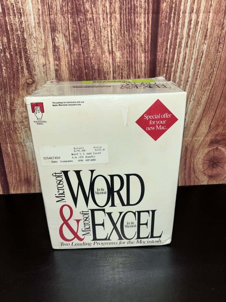 Vintage Microsoft Word & Excel Program For Macintosh Computer Sealed Floppy Disk