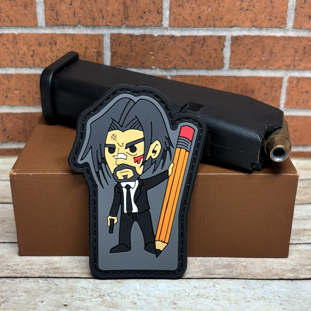 Tactical PVC Patch - John Wick Gun Patch - Hook Loop Morale Wick Pencil Patch