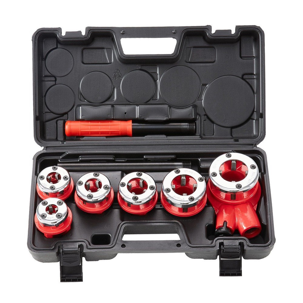Ratchet Pipe Threader Kit Portable Pipe Threading Tool Set with 6 PCS NPT Dies