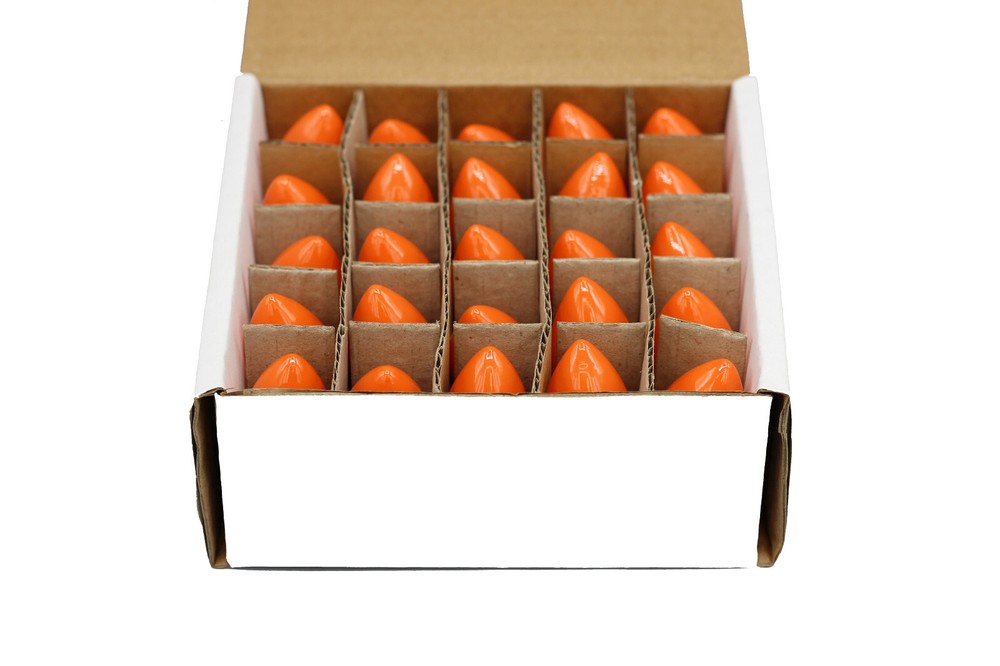 25 Pack C7 LED Orange Replacement Light Bulbs for Christmas Strings 0.7W Ceramic