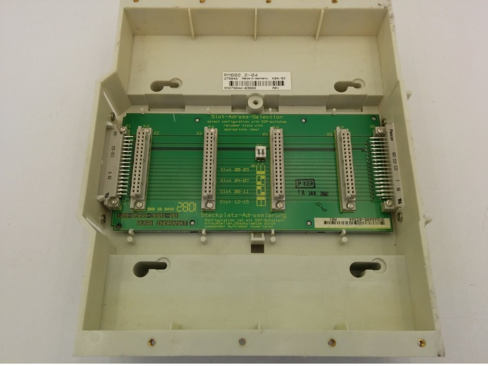 INDRAMAT RMB02.2-04 SLOT-ADRESS-SELECTION, 4 MODULE BASE RACK