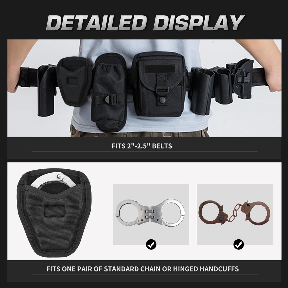 Handcuff Case, Open Top Holder Holster, 600D Nylon Cuff Pouch Black