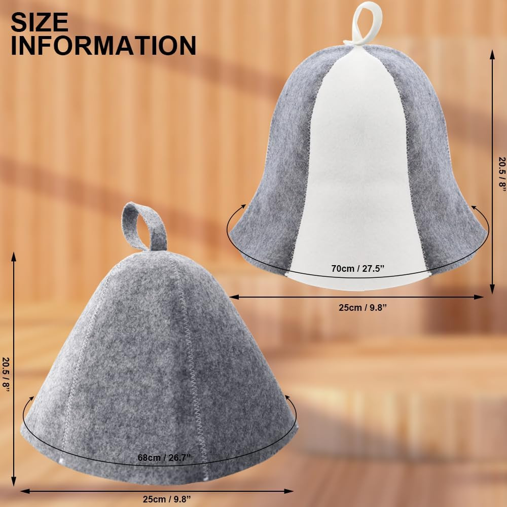 2 Pack Sauna Hat Polished Wool Hat for Sauna Wool Cap for Sauna Banya Bath