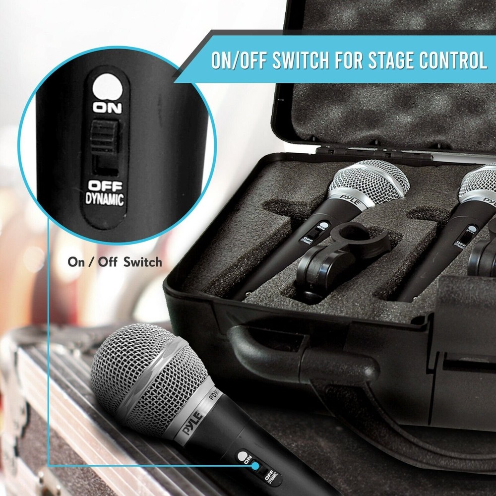 NEW Pyle PDMICKT34 Dynamic Microphone Kit (3) Professional Handheld Mics