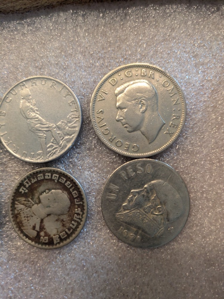 10 misc vintage foreign coins