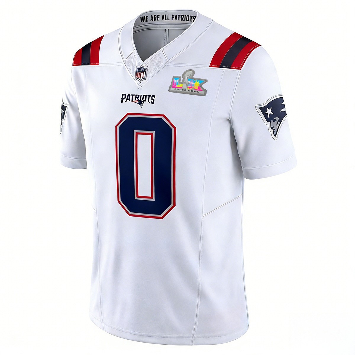 NWT Men's Patriots White 2026 Super Bowl LX Patch Stitched Jersey