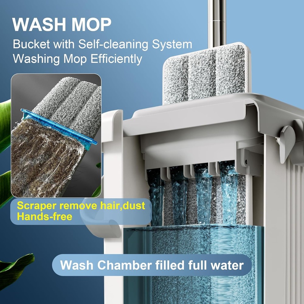 Mop and Bucket Set with Wall Cleaner