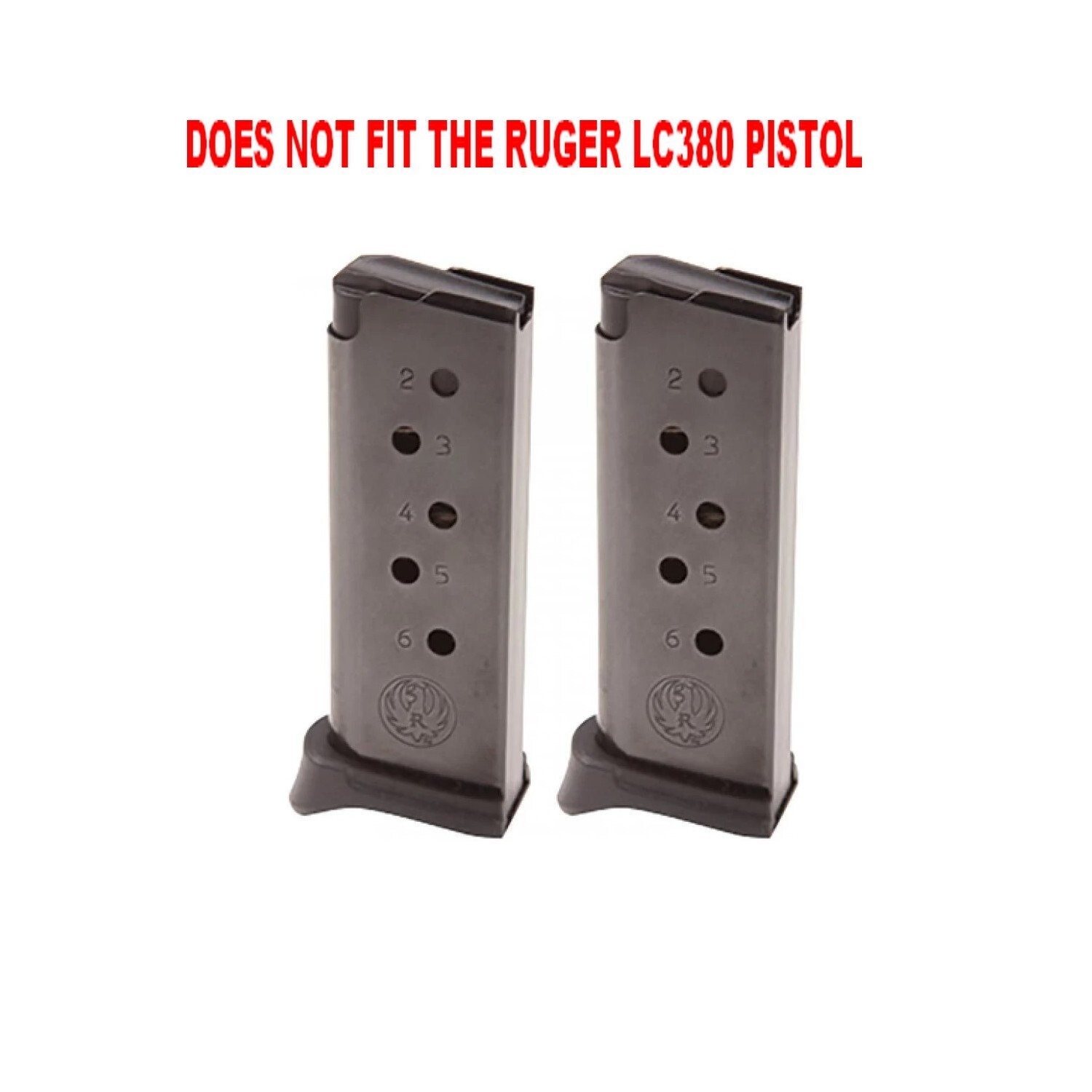 Ruger LCP OEM Magazine .380 ACP 6 Round Factory Magazine 2-Pack, Black - 90643