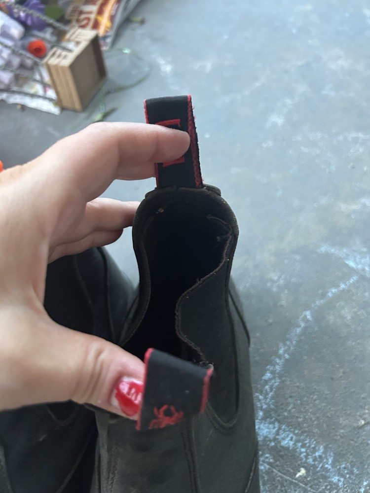 Redback Black Slip-On Industrial Work Boots Spider Logo