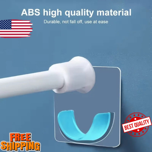 Adjustable Telescopic Rod Holder No Drill Wall Mount Support Bracket