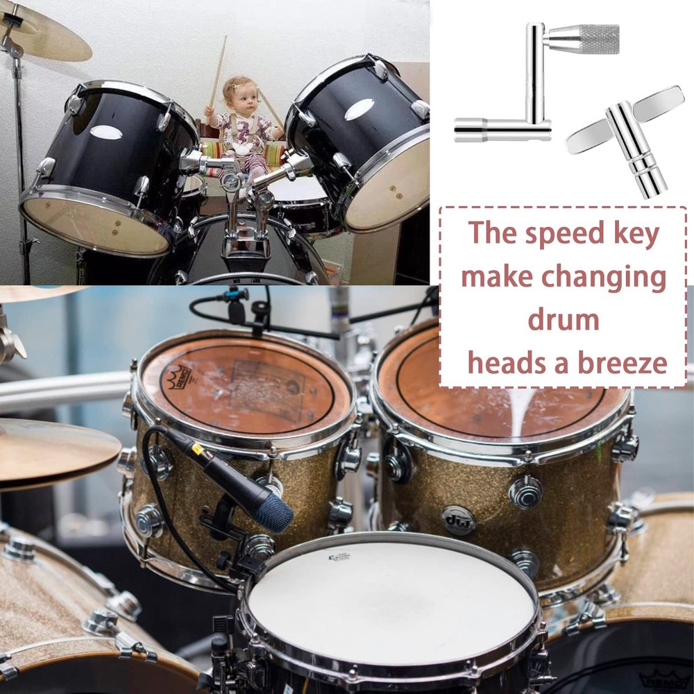 Cheerock 4Pcs Drum Key Set: 3 Standard, 1 Speed - Metal, Continuous Motion